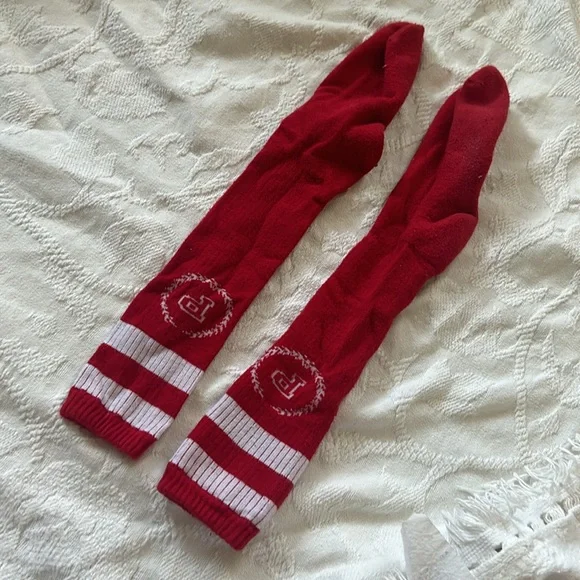 BARELY WORN Vintage PINK VS Preppy Sporty Knee Socks Y2K RARE - Red - Picture 4 of 5